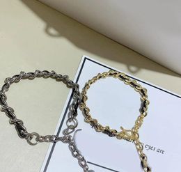 Handmade leather material chain bracelet Luxurious letters stamp hand chain fashion jewelry VIP gift with boxes 6pcslot6336974