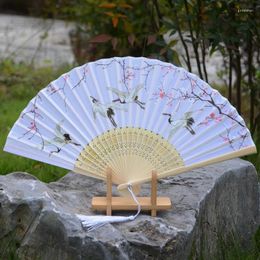 Decorative Figurines Vintage Silk Folding Fan Retro Chinese Japanese Bamboo Hand Dance Home Decoration Ornaments Craft Gift