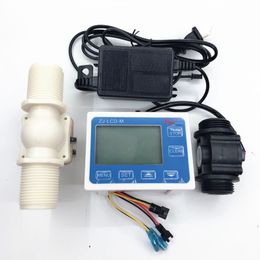 ZJ-LCD-M flow Metre controller with 1" valve +flow sensor +power supply charger