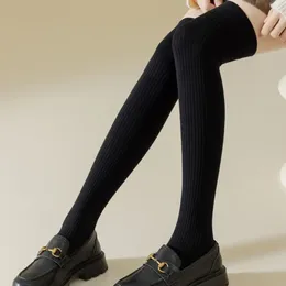 Women Socks Thick Harajuku Stockings Cotton Mid-calf Casual Soft Solid Colour College Style Office