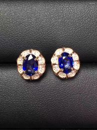 Stud Earrings Sapphire Earring For Men Or Women Natural Real 925 Sterling Silver 5 7mm 2pcs Gemstone