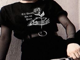 Women039s T Shirt Skeleton Print Dark Gothic Grunge Style Oversized Black Tops Female Edgy Fashion Graphic Tee Aesthetic Clothe5094807