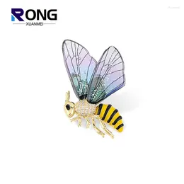 Brooches Fashion Crystal Fairy Bee For Women Rhinestone Animal Lapel Pin Corsage Fixed Clothing Accessories Female Collar Tips