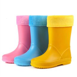 2023 Winter Kids Rain Boys Girls Rubber Boots with Pink Yellow Lovely Rainboots Water Shoes for Children L2405 L2405