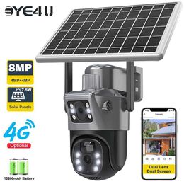 Wireless Camera Kits 4K 8MP solar cell WiFi camera dual lens dual screen outdoor camera PIR human body detection safety protection PTZ camera J240518