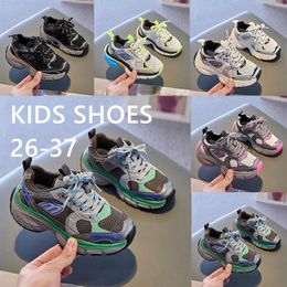 Brand Kid Designer Sneakers Spring Summer Children Baby Outdoor Sport Sneaker Leather Breathable Lace-up Patchwork Shoes Boys Kids Girls Casual Shoes