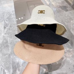 Wide Brim Hats Designer Women Bucket Hat Summer Weave Straw Hats Men Beach Knitted Cap High Quality Flattop Casquette