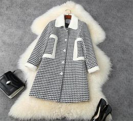 Women039s Wool Blends High Quality Runway Designers Fur Collar Plaid Loose Woollen Jackets And Coats Winter Vintage Women Oute9678346