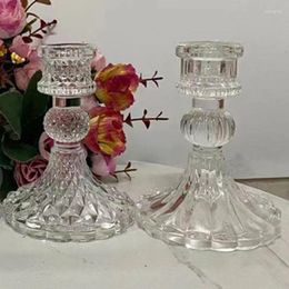 Candle Holders Classic Glass Candlestick Holder Exquiste Style Durable Long Lasting Stable Base Easy To Clean Decoration For Room EST