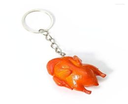 Keychains Funny Turkey Keychain Peking Roast Fried Chicken Pendant Promotional Bag Purse Ornament Key Ring Chinese Food Emel234385807567746