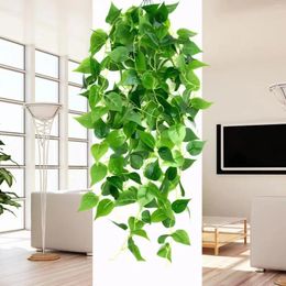 Decorative Flowers 105cm Artificial Vines Plants Outdoor Plastic Creeper Green Ivy Wall Hanging Branch For Home Garden Wedding Decor