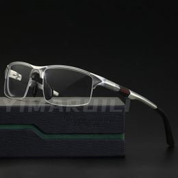 YIMARUILI Half-Frame Sports Glasses Frame Ultra-Light Aluminum-Magnesium Material Optical Prescription Glasses Frame Men Y3121 240520