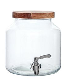 Storage Bottles Better Homes And Gardens - Clear Glass 1.5Gal Beverage Dispenser With Natural Acacia Wood Lid