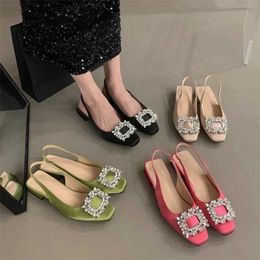 Dress Shoes Water Diamond Sandals Mary Jane Shallow Mouth Comfortable Shoes Womens Summer High Heels Middle Corner Girls High Retro Middle Fashion ShoesL2405