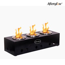 AfterGow Acciaio Tabletop Firepit Indooroutdoor camino portatile che brucia etanolo o carburante in gel per balcone o soggiorno, nero