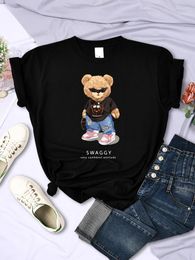 Women's T Shirts Teddy Bear Goes Out Be Confidence Positive Funny Printed T-Shirt Women Fashion Casual Short Sleeve Breathable Summer Tshirt