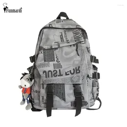 Backpack FUNMARDI Trendy Print Letter Women Waterproof Nylon School Bags For Teenage Laptop Backpacks Men Travel WLHB2454
