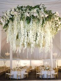 Decorative Flowers 12pcs Artificial Hanging Wisteria Faux Garland Silk Vine Rattan Long String Home Outdoor Wedding Party Decor