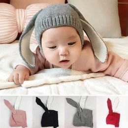 Caps Hats Cartoon Rabbit Long Ear Twisted Hat Baby Autumn Winter Bean Solid Color Cute Childrens Mask d240521