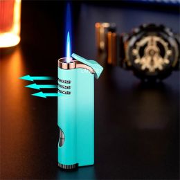 Windproof Torch Gas Lighter Powerful Tube Straight Blue Fire Turbo Pipe Butane Refillable Jet Flame Lighter Creative Smoker Gift