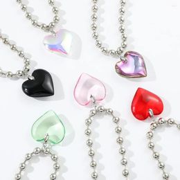 Party Favor Colorful Chunky 3D Resin Love Heart Pendant Choker Necklaces For Women Teen Girls Fashion Collar Accessories Birthday Gifts