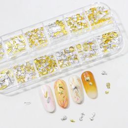12 Grids Nail Art Accessories Kits AB/ Clear Rhinestones 3D Glitter Gems Stones Pearls DIY Manicure Decorations for Nails Design