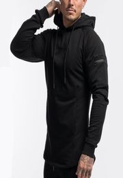 Solid Black Casual Hoodie Mens Cotton Sweatshirt Gyms Fitness Workout Pullover Autumn New Male Slim Hooded Jacket Tops Clothing19661062