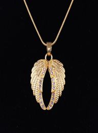 Gold/Silver Plated Archangel Wings Religious Amulet With Crystals Chain Women Men Necklace4781113