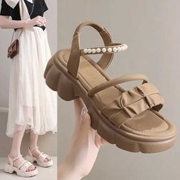 Sandals Summer Thick Sole Heightener Cross Fish Mouth Roman Shoes New Daddy Womens sandals H240521