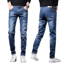 Men's Jeans Trendy Brand Loose Straight Leg High Elasticity Spring And Autumn Korean Version Cropped Pants Slim Fit