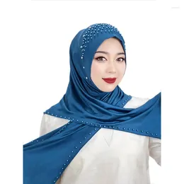 Ethnic Clothing Women Muslim Hijab Arab Faux Rhinestone Beaded Head Wrap Scarf Turkish Khimar Headwraps For Abaya 2024