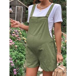 Maternity Jumpsuits Knee-length Plus Summer Fashion Pregnant Woman Rompers Pregnancy Overalls Cotton Clothes Size S-XL L2405
