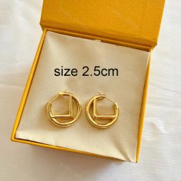 Women Stud Earrings Designer Premium Gold Diamond Earring for Mens Hoop Earring F Luxury Hoops Brand Letter Design Dangle Small Size 2.5 Cm Fashion Jewelry with Box