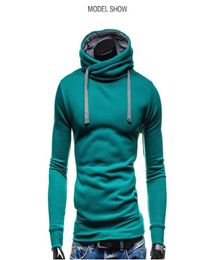 Hoodies Men Sudaderas Hombre Hip Hop Mens Solid Colour Turtleneck Pullover Hoodie Sweatshirt Slim Fit Men Hoody5321180