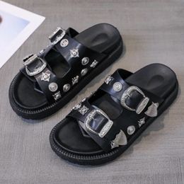 Metal Buckle Designer House Female Slippers Woman Orange Sandals Women Shoes Low Heel Summer Elegant And Fashion Women Shoes 240510