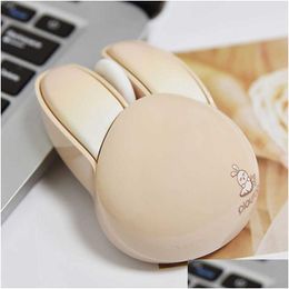 Keyboard Mouse Combos Cute Little Rabbit Bluetooth 2.4G Wireless Silent Ergonomic Dpi Up 1600 Mute Button Small For Girl Book Laptop O Othdx