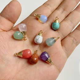 Natural Stone Water Drop Pendants Teardrop Crystal Beads Pendant Charms Jewelry Findings for DIY Necklace Earring Jewelry Making