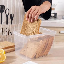 Storage Bottles Bread Toast Refrigerator Crisper Box Kitchen Plastic PP Transparent Square With Lid Large Capacity Food Container Boxes