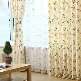 Curtain Cotton Linen Small Fresh Bedroom Fabric Finished Bay Window Pastoral Floor-to-ceiling Simple