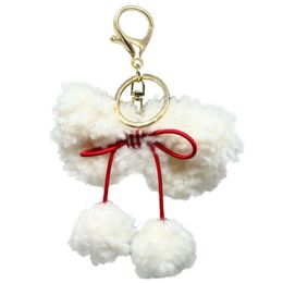 3PCS Keyrings with Plush Bowknot Pendant Stylish Keychain Hangings Accessory Dropship