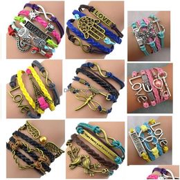 Other Bracelets Wholesale 30Pcs/Lot Womens Infinity Charms Chain Mix Styles Metal Rope Wristbands Bangle Friendship Party Gifts Brand Dhtle