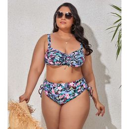 2024 New Plus Size Swimwear for Women Swimsuit Large Bathing Suits Two-piece High Waist Push Up Bikini Set Sexy Separate Stylish