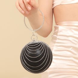 Circular Design Women Evening Bags Diamonds Ball Party Handbags Rhinestones Metal Elegant Bridal Purse