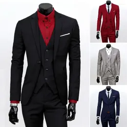 Men's Suits Fabulous Business Suit Wear-resistant Wedding Set 3 Piece Turn-down Collar Straight Trousers