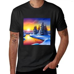 Men's Polos Snowy Winter Sunset Forest Scene 8 T-shirt Summer Tops Anime Clothes Aesthetic Heavyweights Oversized T Shirts For Men