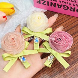 New Elegant Rose Flower Bow Hairpin For Women Girls Sweet Hair Decorate Barrette Hair Clip Hairgrip Fashion Hair Accessories