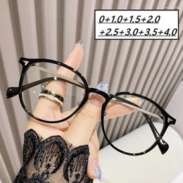 Sunglasses Retro Luxury Design Reading Glasses For Women Ultralight HD Lens Far Sight Eyeglasses Unisex Men Round Frame Presbyopia 0 4.0