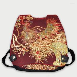 Backpack Style Phoenix Original National Embroidery Features Ethnic Double Use Canvas Shoulder Bag School Rucksack Backbag Mochila