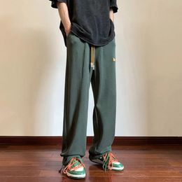 Mens Super Elastic Stretch Pants Fashion Korean Wide-leg Pants Man Loose Casual Solid Colour Male Sweatpants Streetwear Clothes 240517