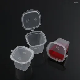 Storage Bottles 25Pcs 25ml/27ml/45ml Disposable Plastic Takeaway Sauce Cup Containers Food Box With Hinged Lids Reusable Pigment Paint